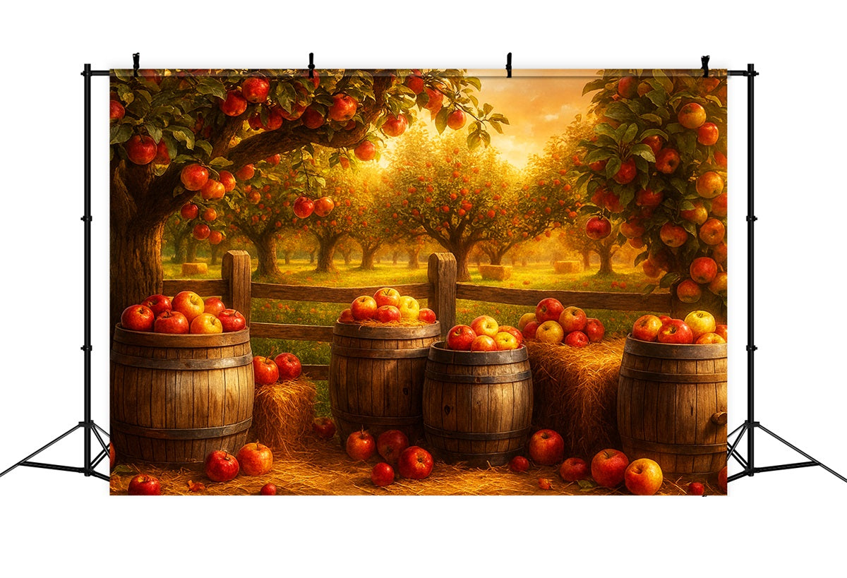 Farm Backdrop Apple Orchard Golden Harvest Thanksgiving Backdrops LXX510-50