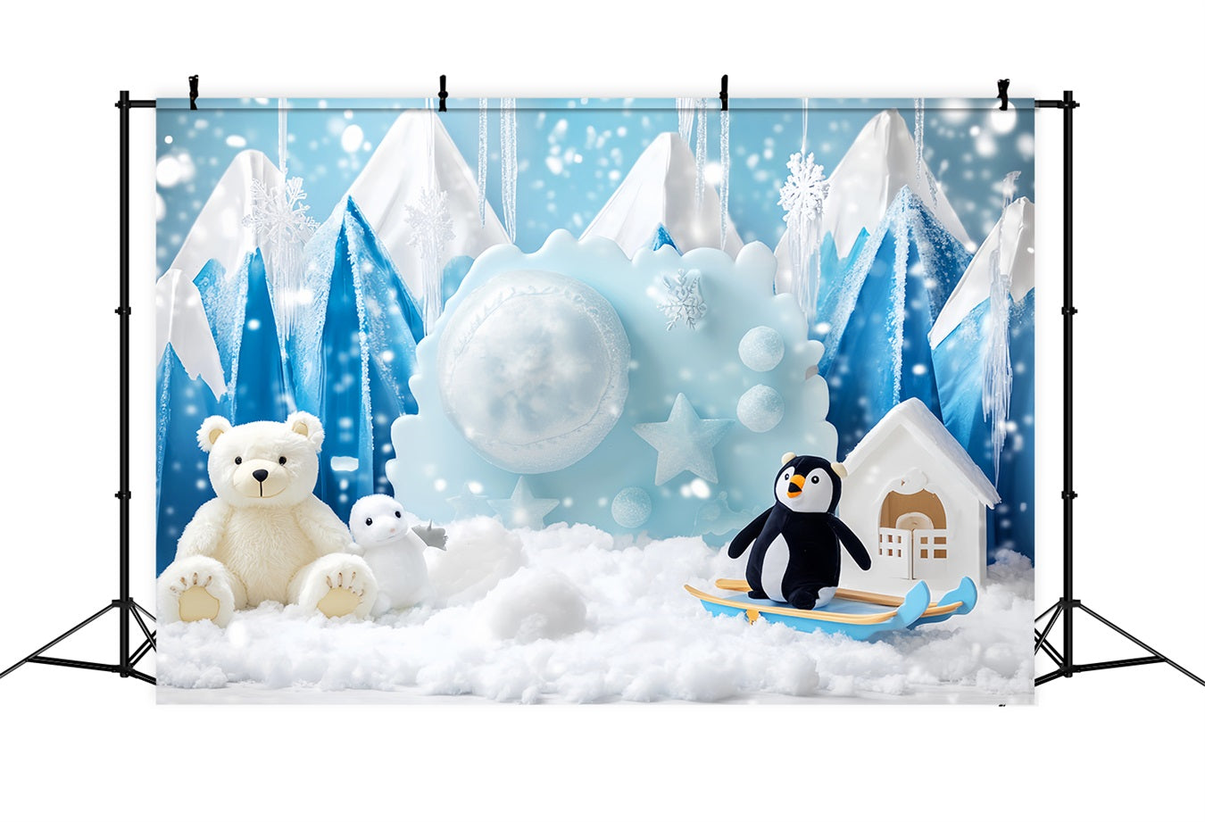 Snowflake Photo Backdrop Arctic Friends Frosty Adventure Winter Backdrops LXX510-53