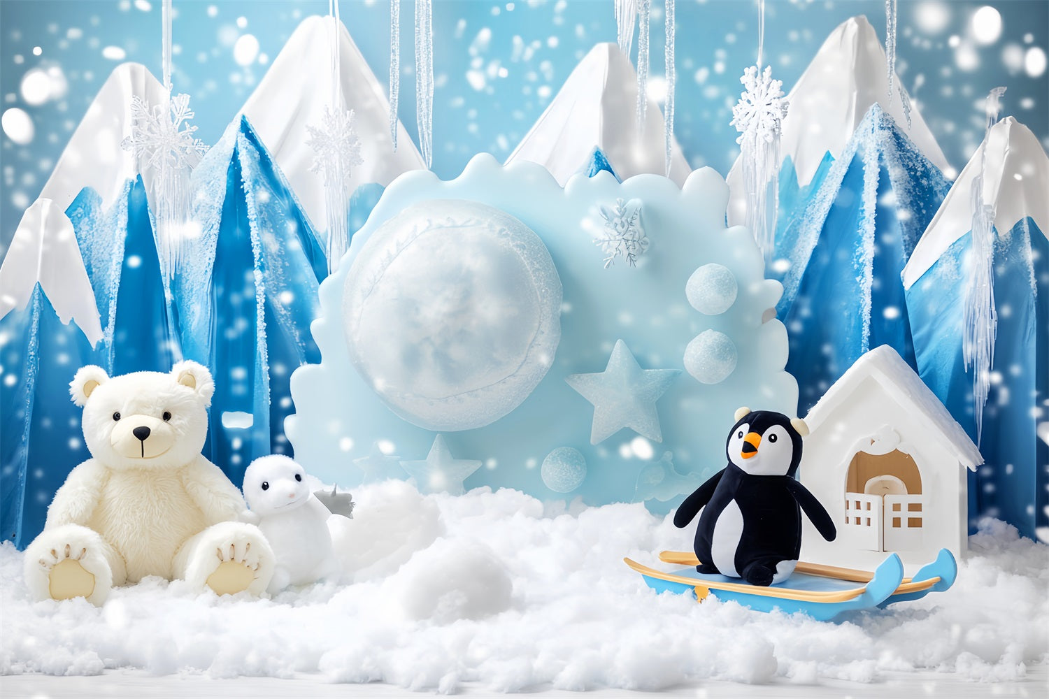 Snowflake Photo Backdrop Arctic Friends Frosty Adventure Winter Backdrops LXX510-53