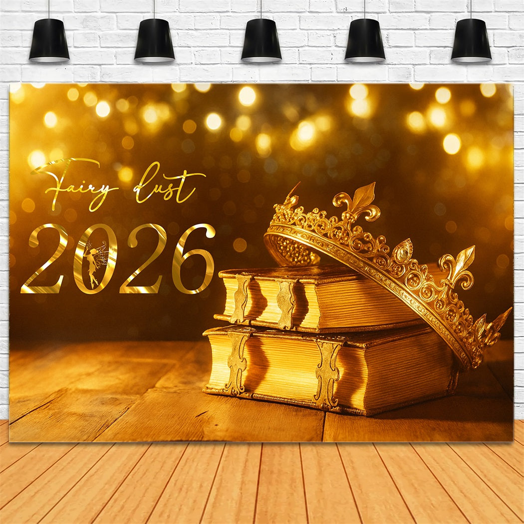 2026 New Year Backdrop Golden Crown Fairy Sparkle New Year Backdrop LXX510-6