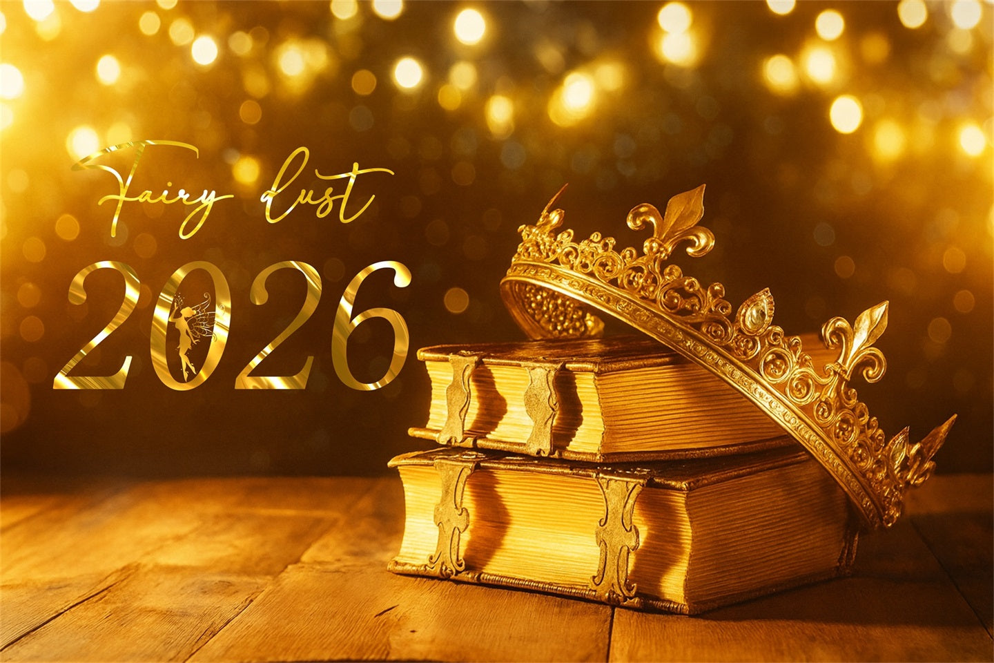 2026 New Year Backdrop Golden Crown Fairy Sparkle New Year Backdrop LXX510-6
