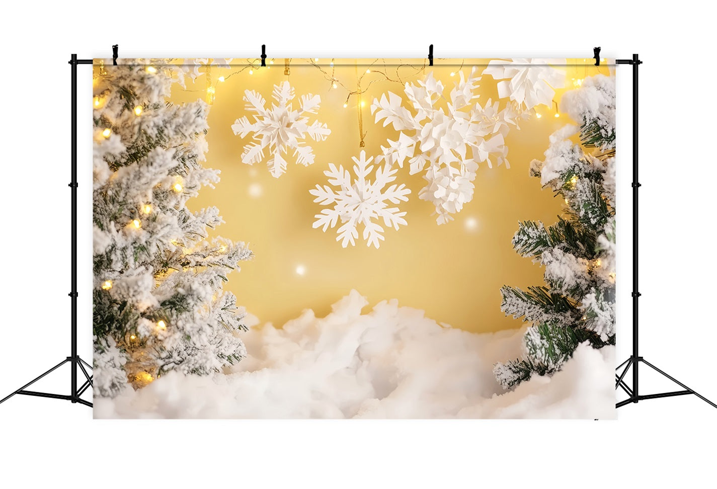Snowflake Backdrops Golden Glow Snow Forest Winter Backdrop LXX510-62