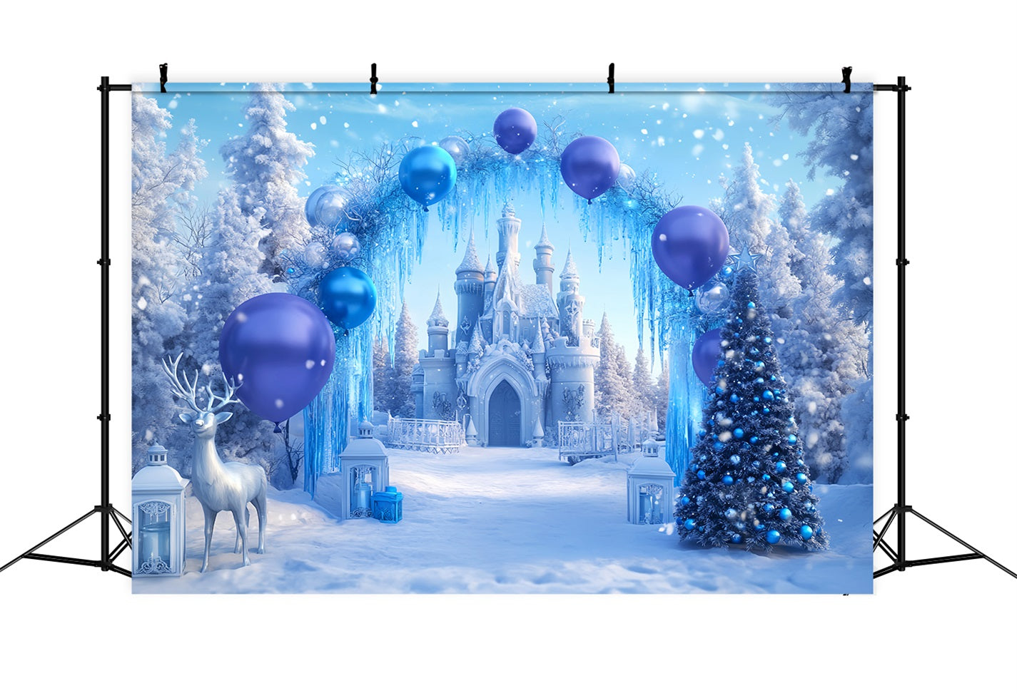Winter Wonderland Backdrop Blue Castle Balloon Wonderland Winter Backdrops LXX510-69