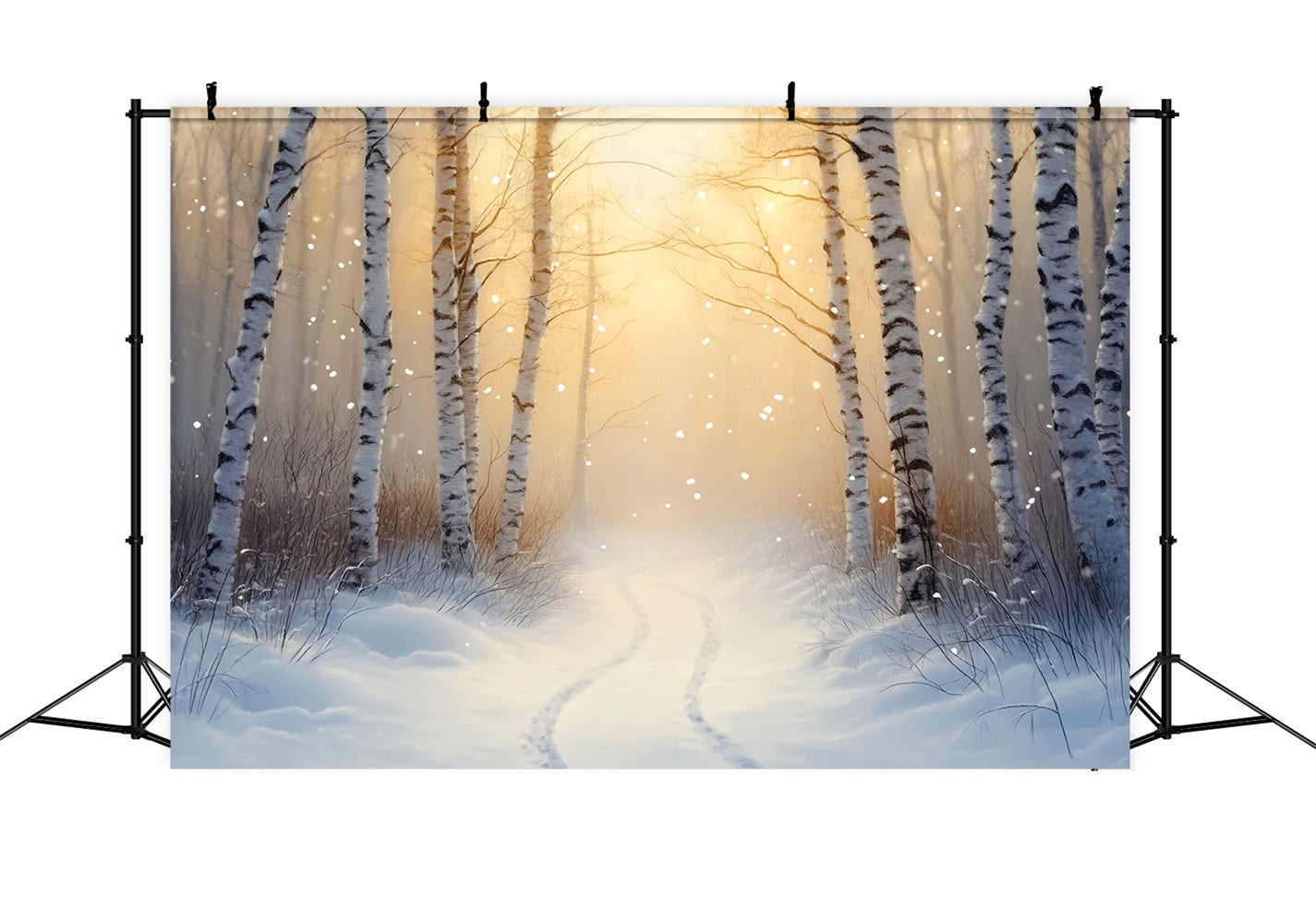 Winter Wonderland Backdrop Golden Birch Winter Trail Winter Backdrop LXX510-77