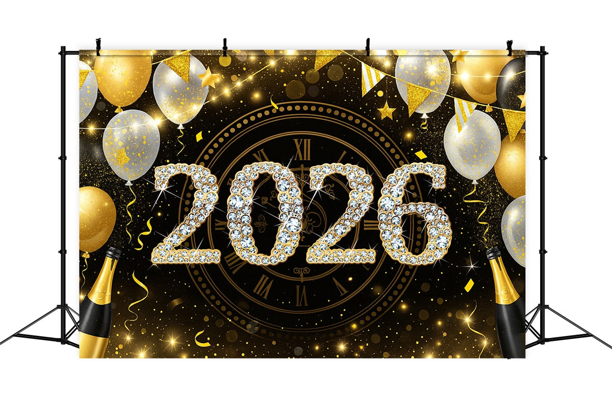 2026 New Year Backdrop Balloons Midnight Countdown Happy New Year Backdrop LXX510-8
