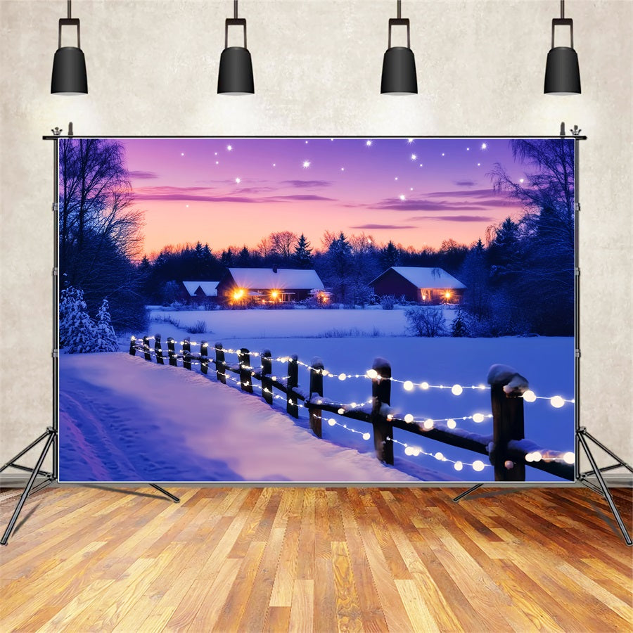Winter Wonderland Backdrop Twilight Cottage Star Glow Winter Backdrops LXX510-88