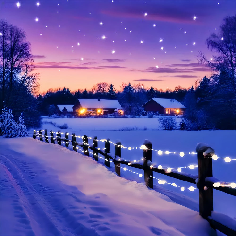 Winter Wonderland Backdrop Twilight Cottage Star Glow Winter Backdrops LXX510-88