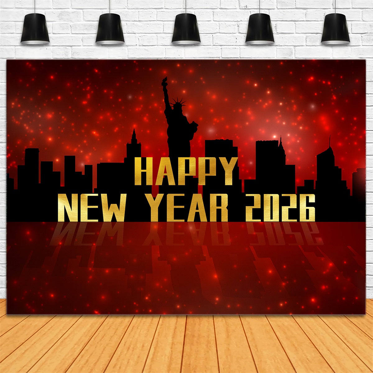New Years Photo Backdrop Liberty Statue Silhouette New Years Photo Backdrop LXX510-9