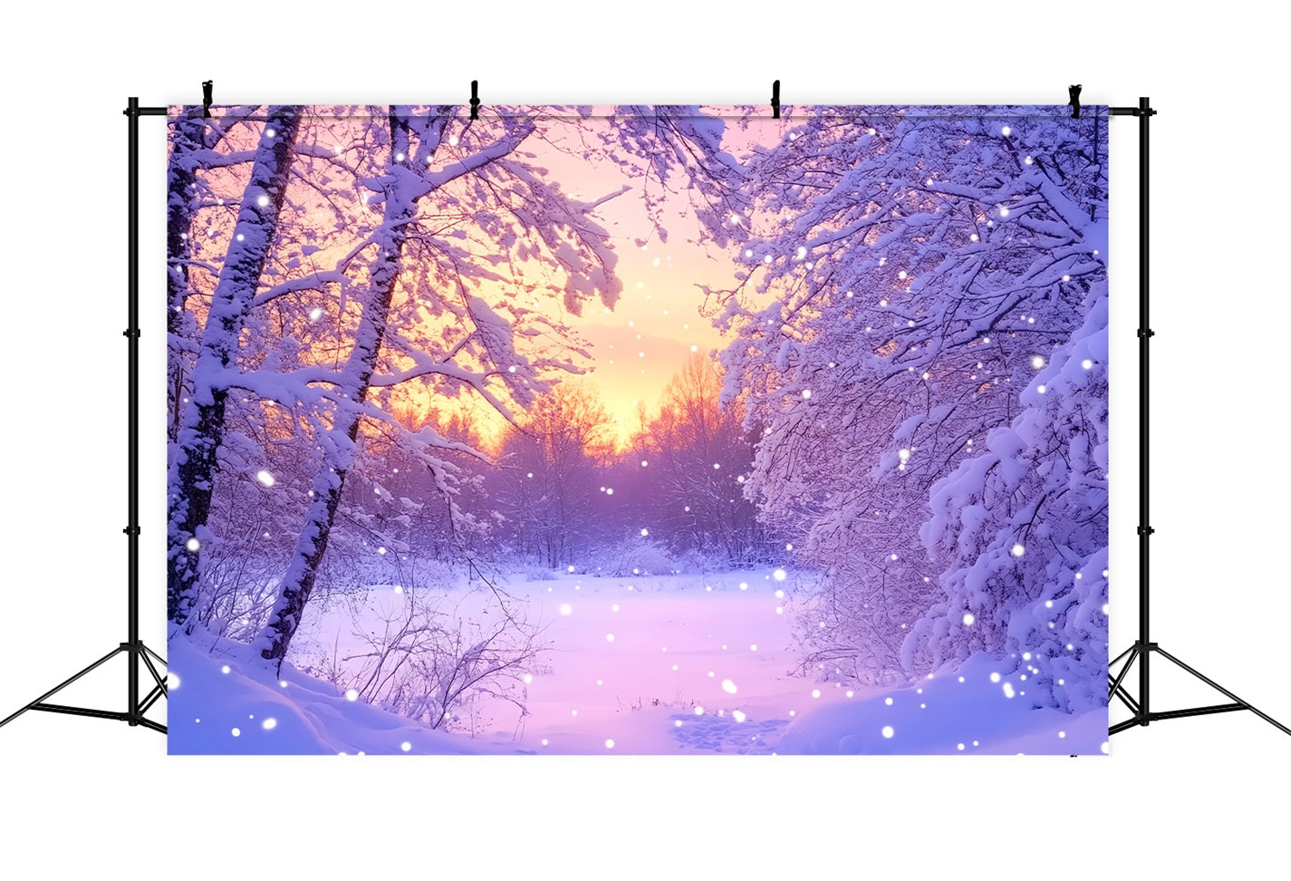 Winter Wonderland Backdrop Pink Sunrise Snow Forest Winter Backdrop LXX510-92