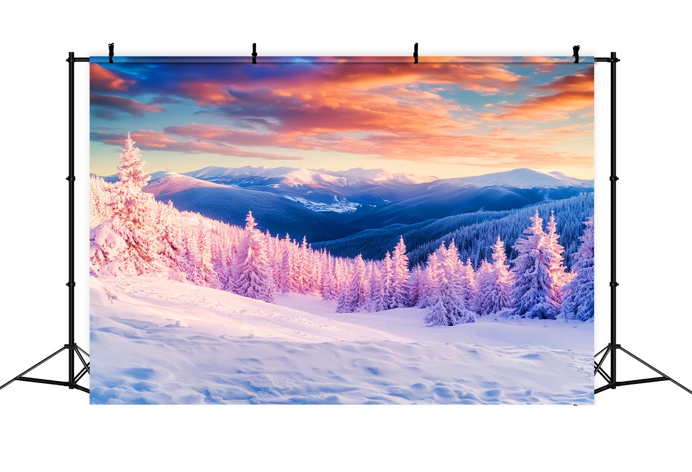 Winter Mountain Backdrop Golden Peaks Frost Valley Winter Backdrops LXX510-93