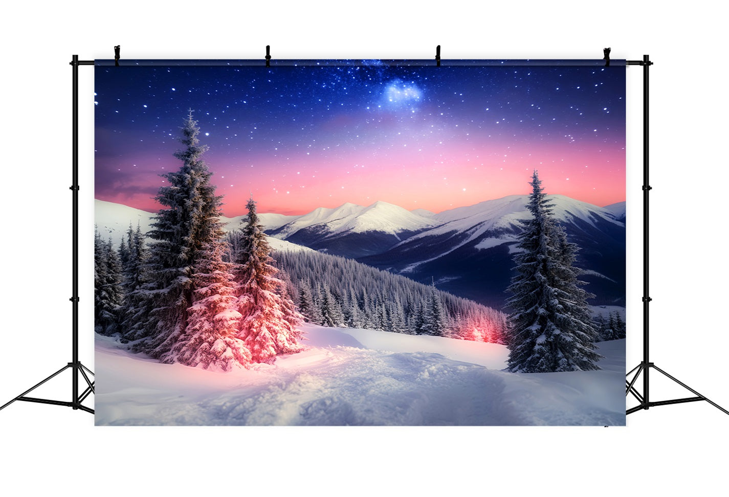 Winter Sky Backdrop Starlit Mountain Winter Glow Winter Backdrop LXX510-94