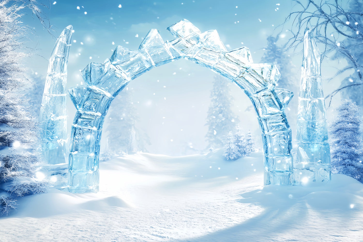Wonderland Backdrop Crystal Ice Arch Path Winter Photo Backdrops LXX510-95