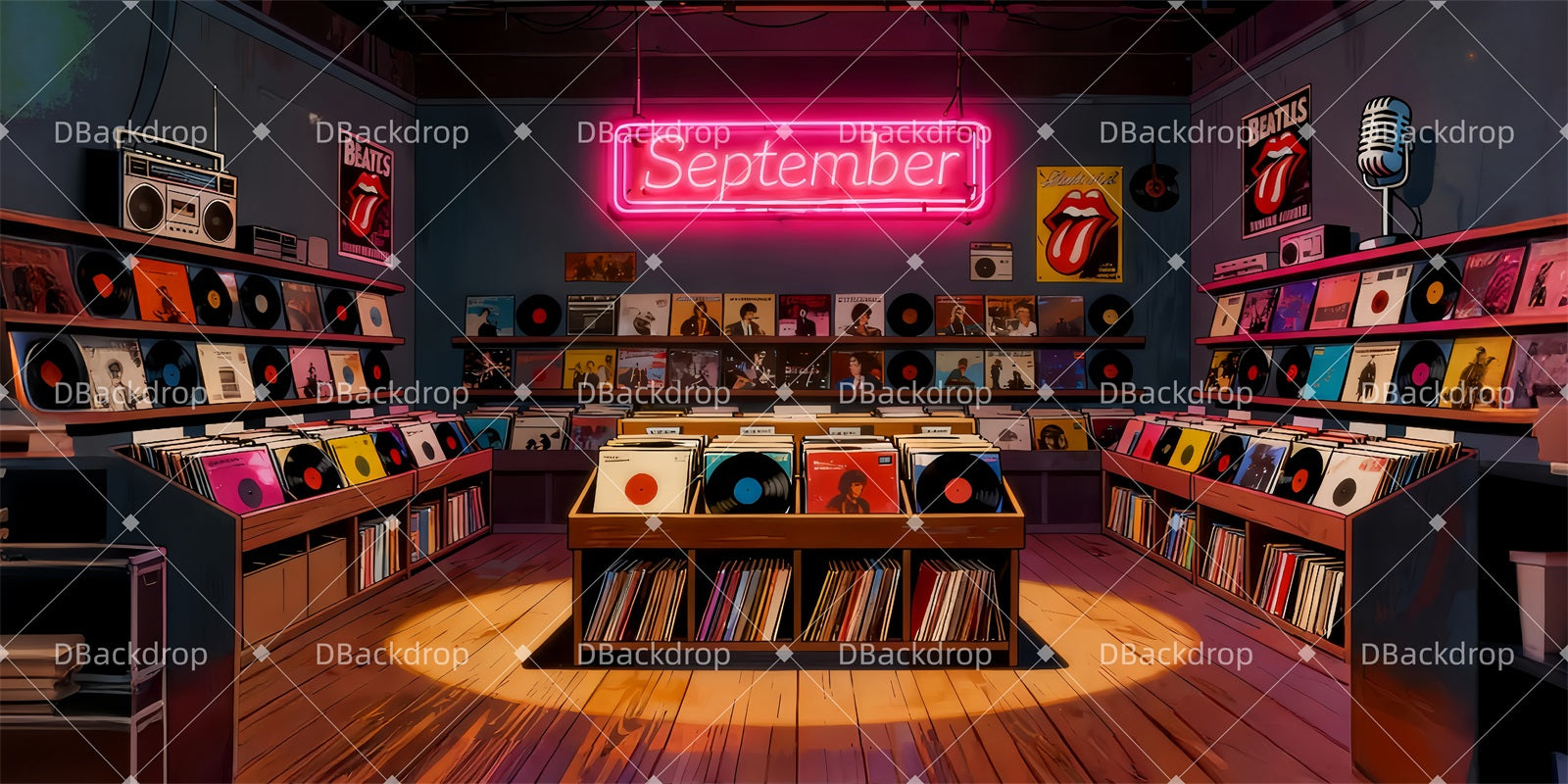 School Play Backdrops Retro Record Room Stage Backdrop LXX510-T35