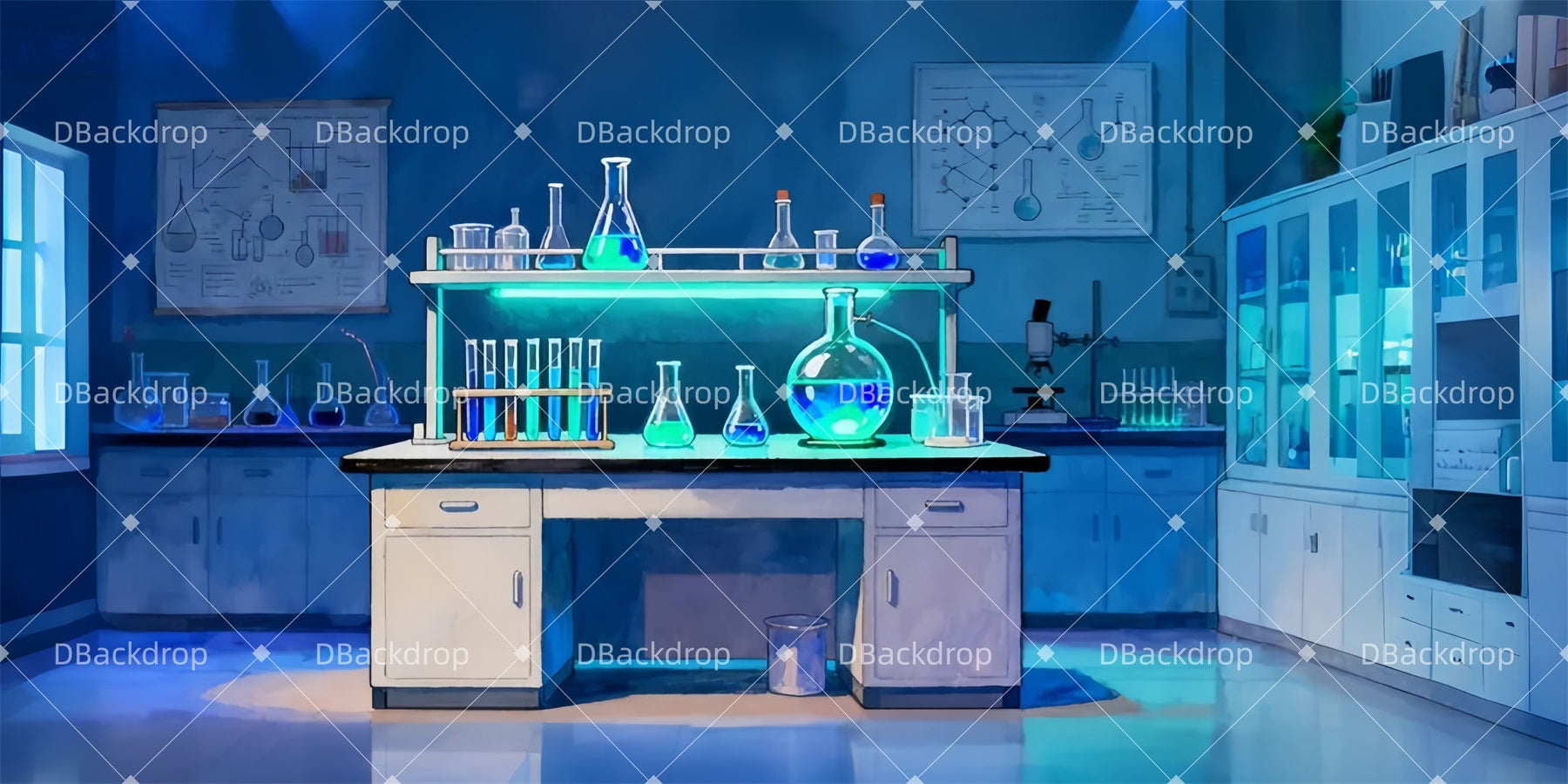 Movie Theater Backdrop Science Lab Interior Stage Backdrop LXX510-T46