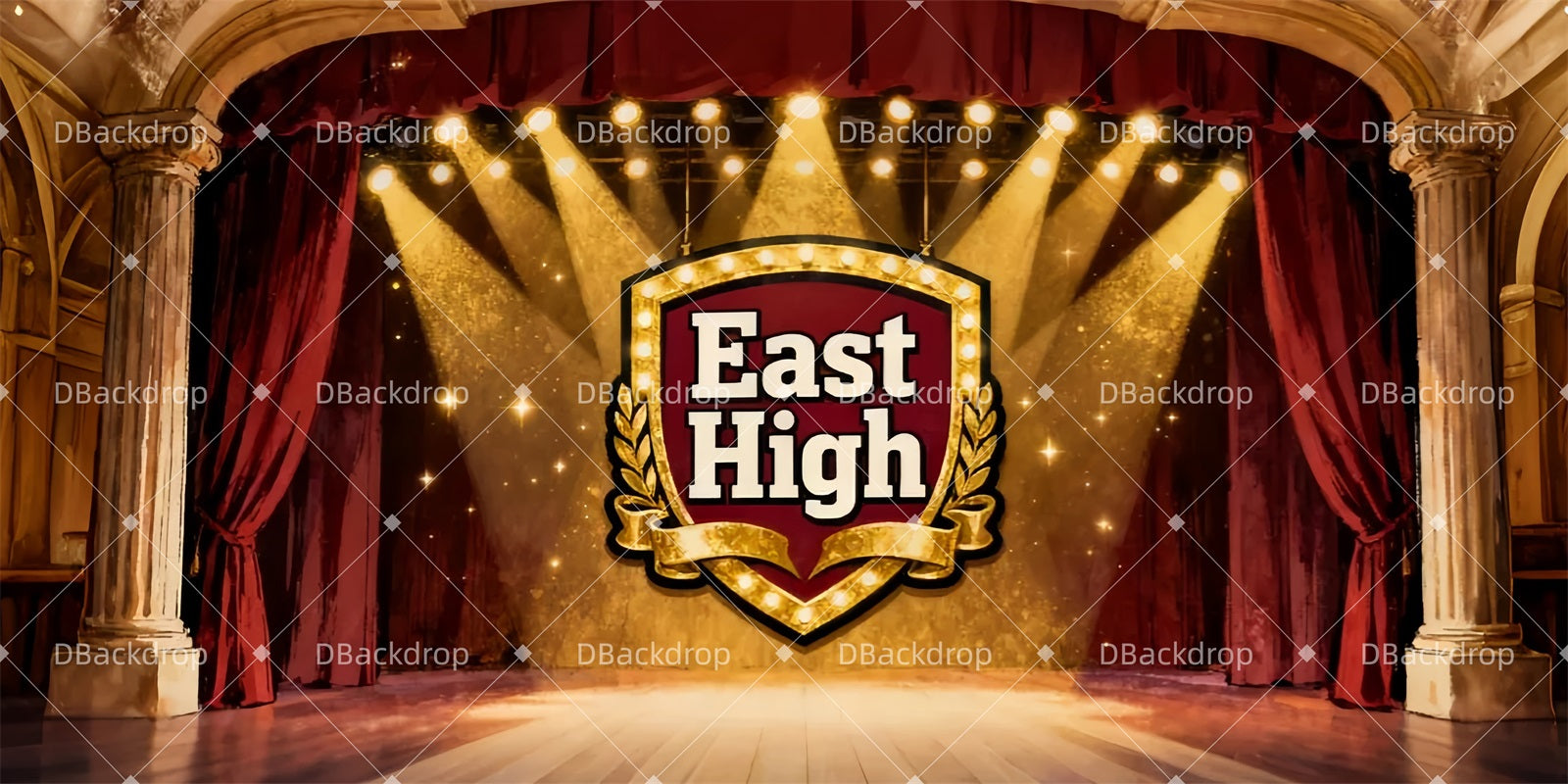 School Dance Backdrop School Emblem Curtain Theater Backdrop LXX510-T52