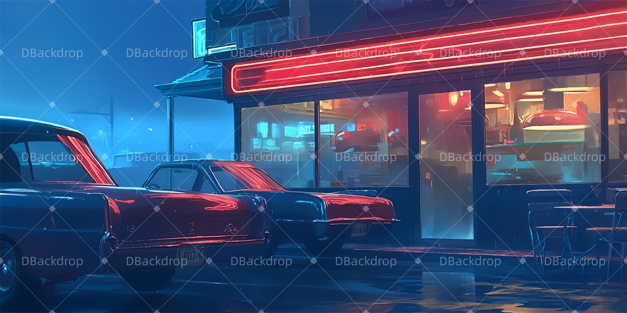 Theater Stage Backdrop Vintage Cars Performance Backdrops LXX510-T8