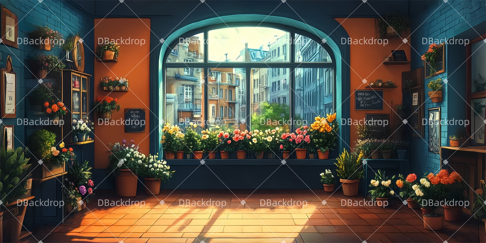 Movie Theater Backdrop Flower Shop Interior Stage Backdrop LXX511-T10