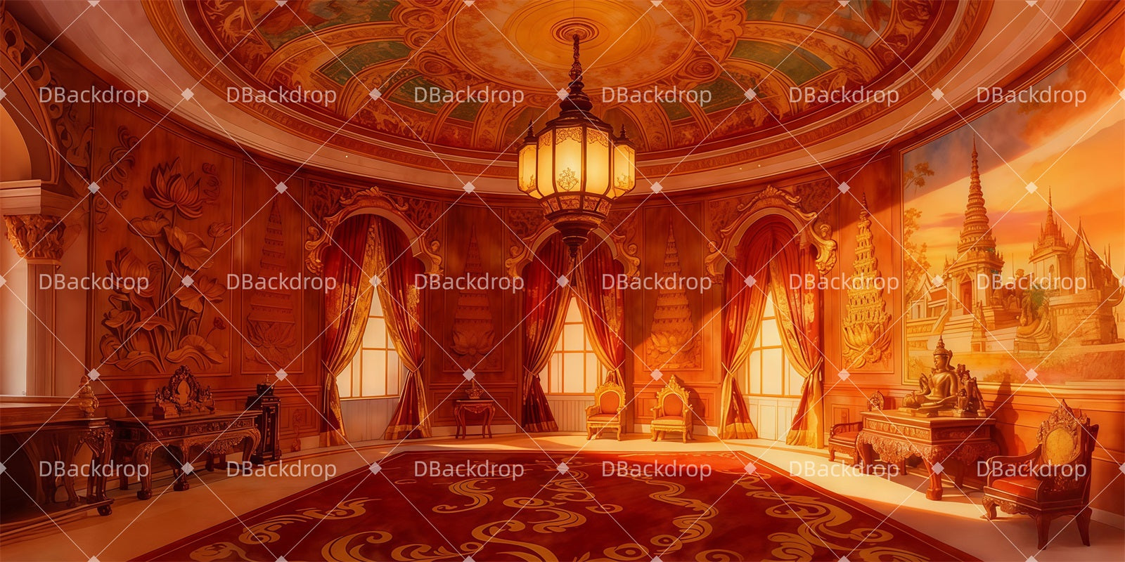 Theater Backdrops For Sale Golden Mural Chamber Stage Backdrops LXX511-T100