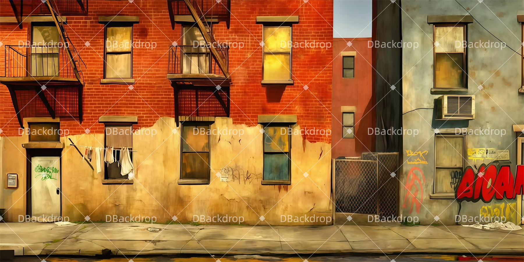 Stage Backdrop Ideas Old Tenement Block Theater Backdrops LXX511-T103
