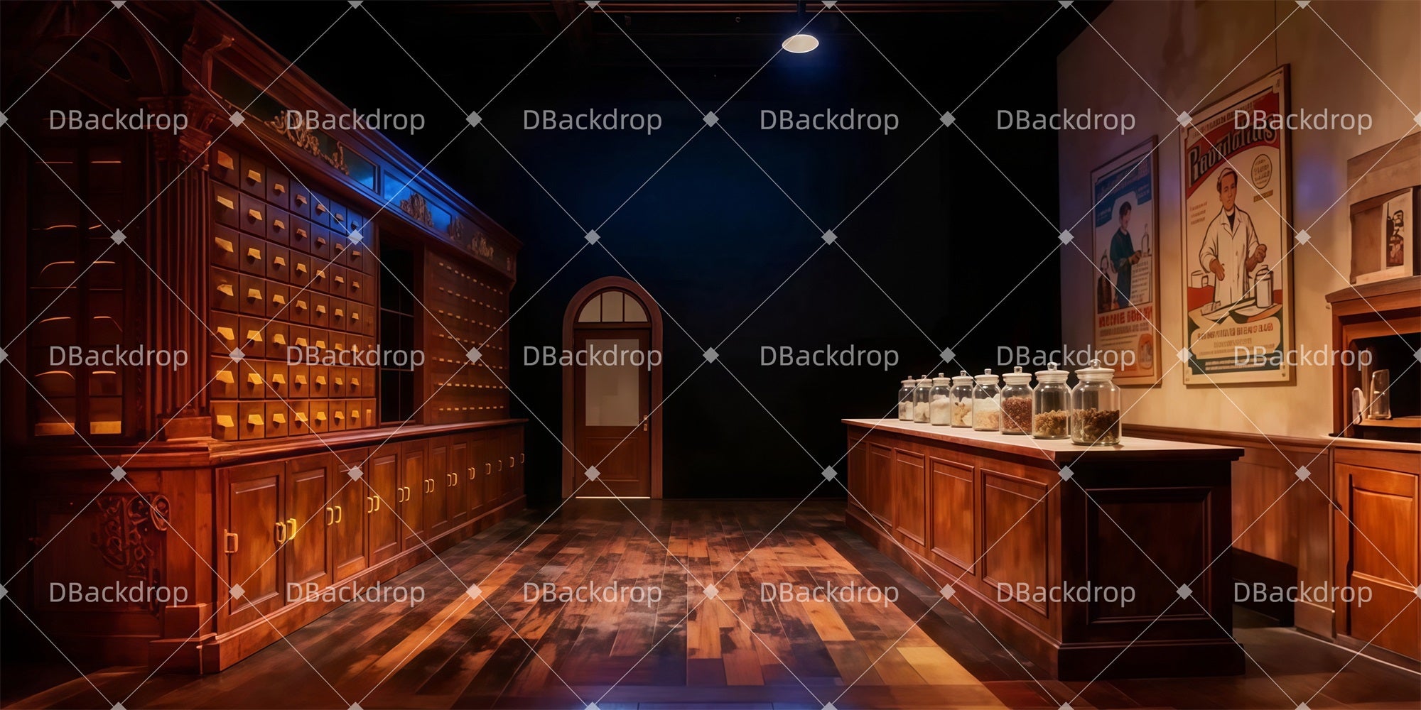 Stage Backdrops Old Pharmacy Interior Movie Theater Backdrop LXX511-T1