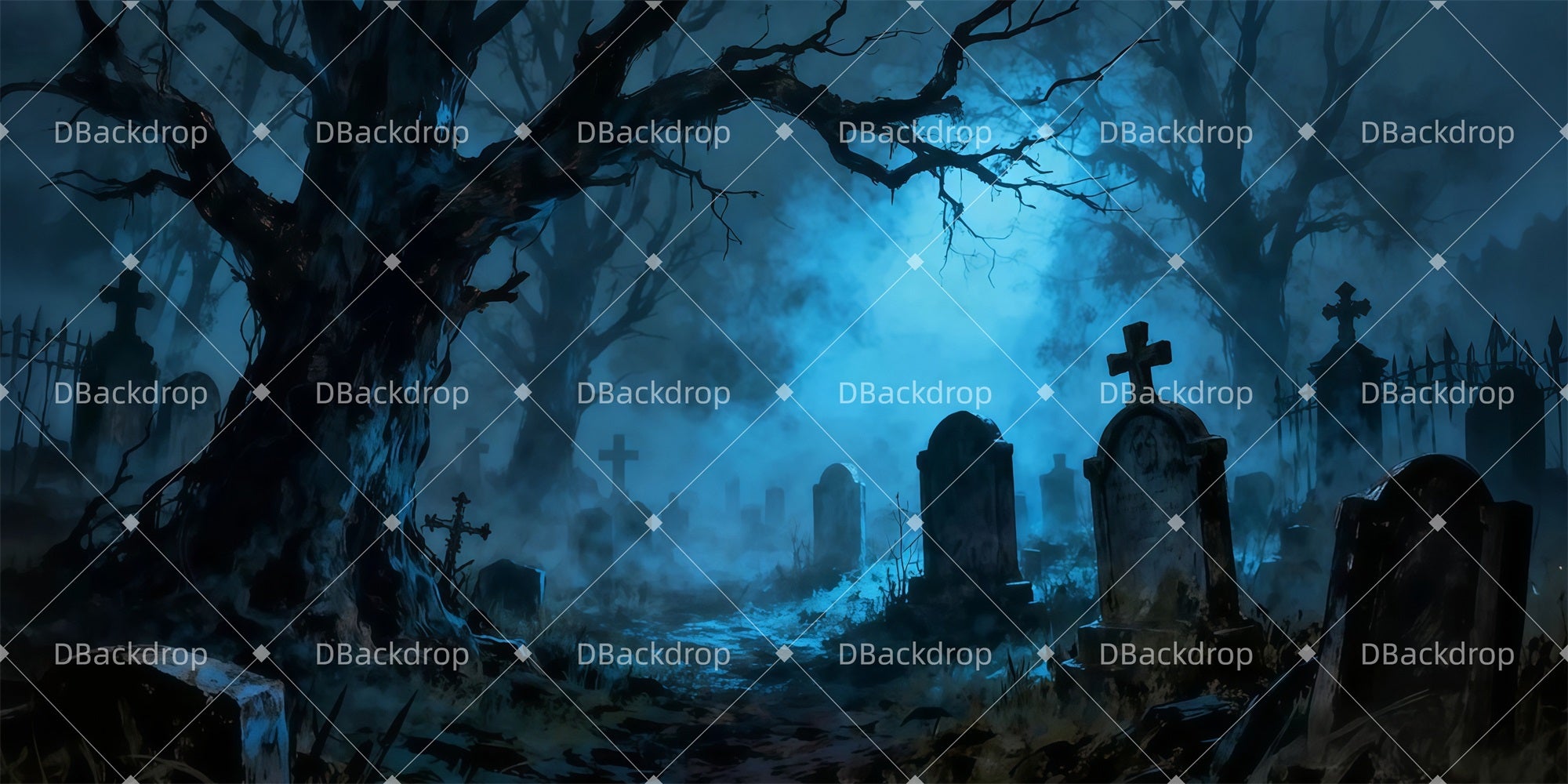 Forest Stage Backdrop Eerie Grave Fores Backdrop For Theater Play LXX511-T116