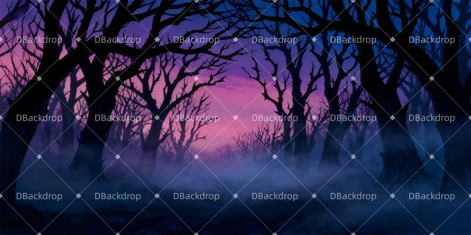 Forest Stage Backdrop Foggy Midnight Path School Play Backdrop LXX511-T127