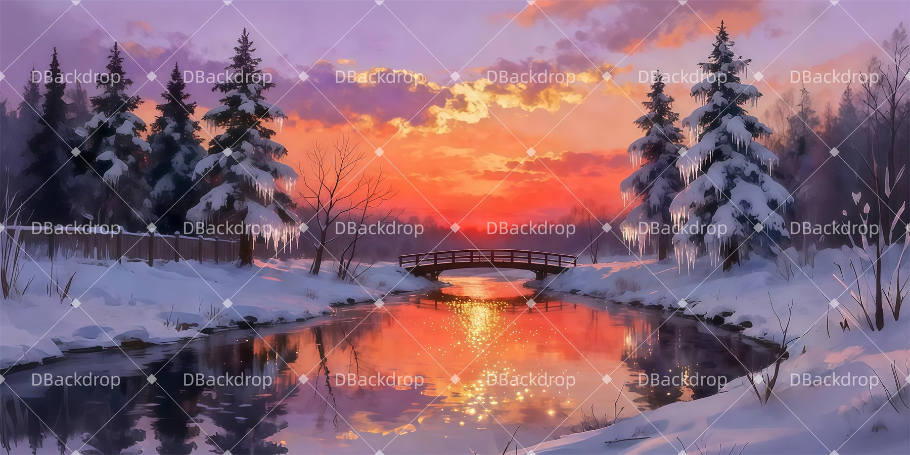 Theater Backdrops Icy Twilight View Forest Stage Backdrop LXX511-T136