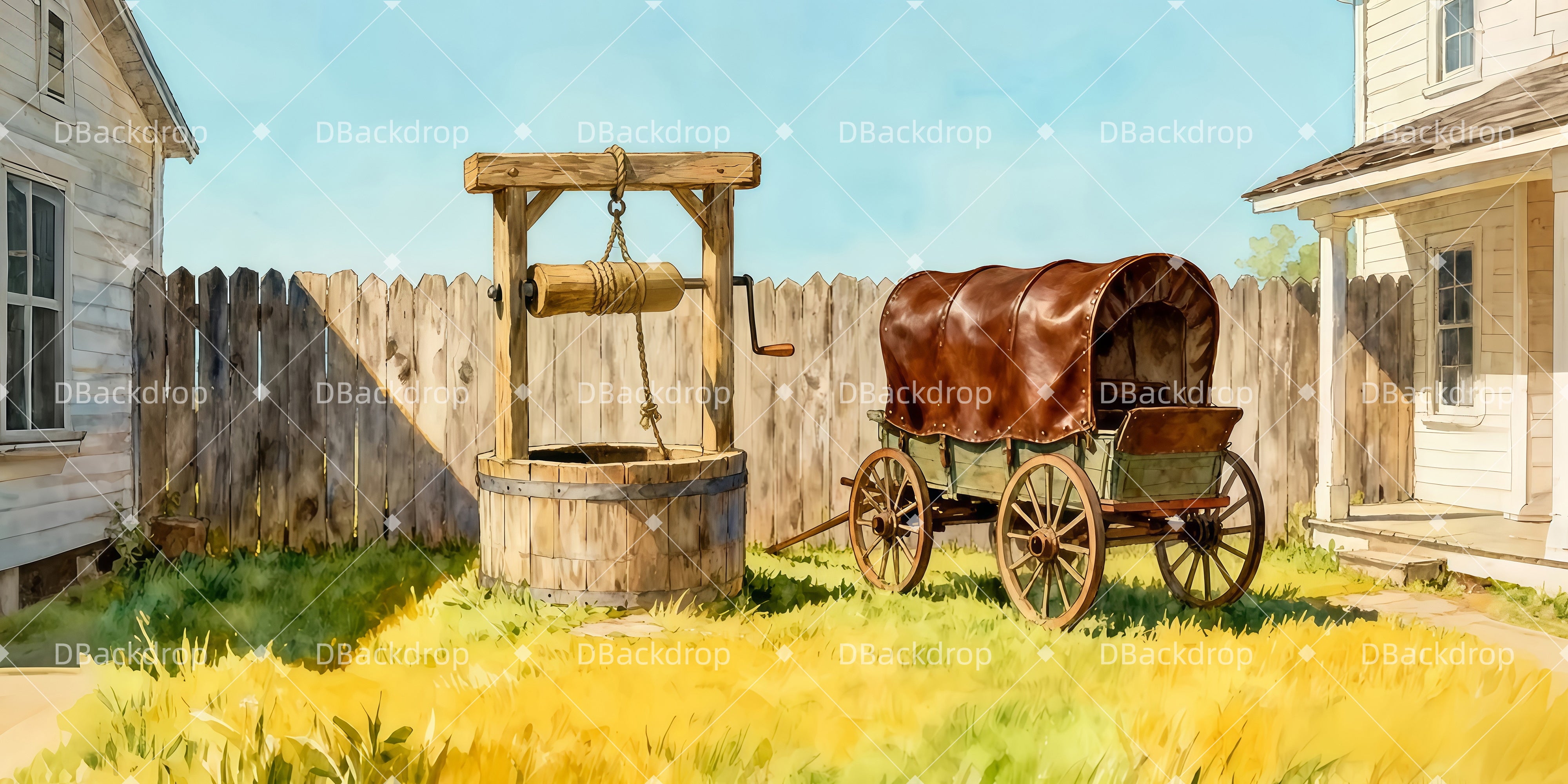 Stage Backdrop Country Yard Well Theater Backdrops For Sale LXX511-T35