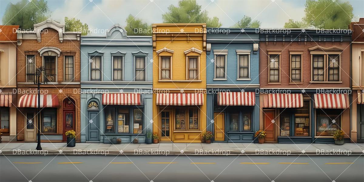 Backdrop Rendering Town Large Stage Backdrops Small Town Street Theater Backdrop LXX511-T4