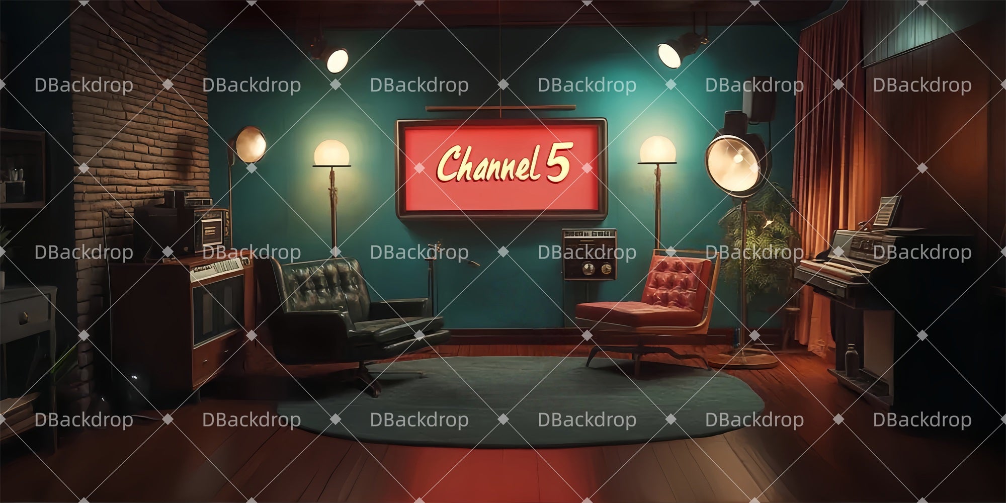 Theater Backdrops Retro Radio Station Large Stage Backdrops LXX511-T8