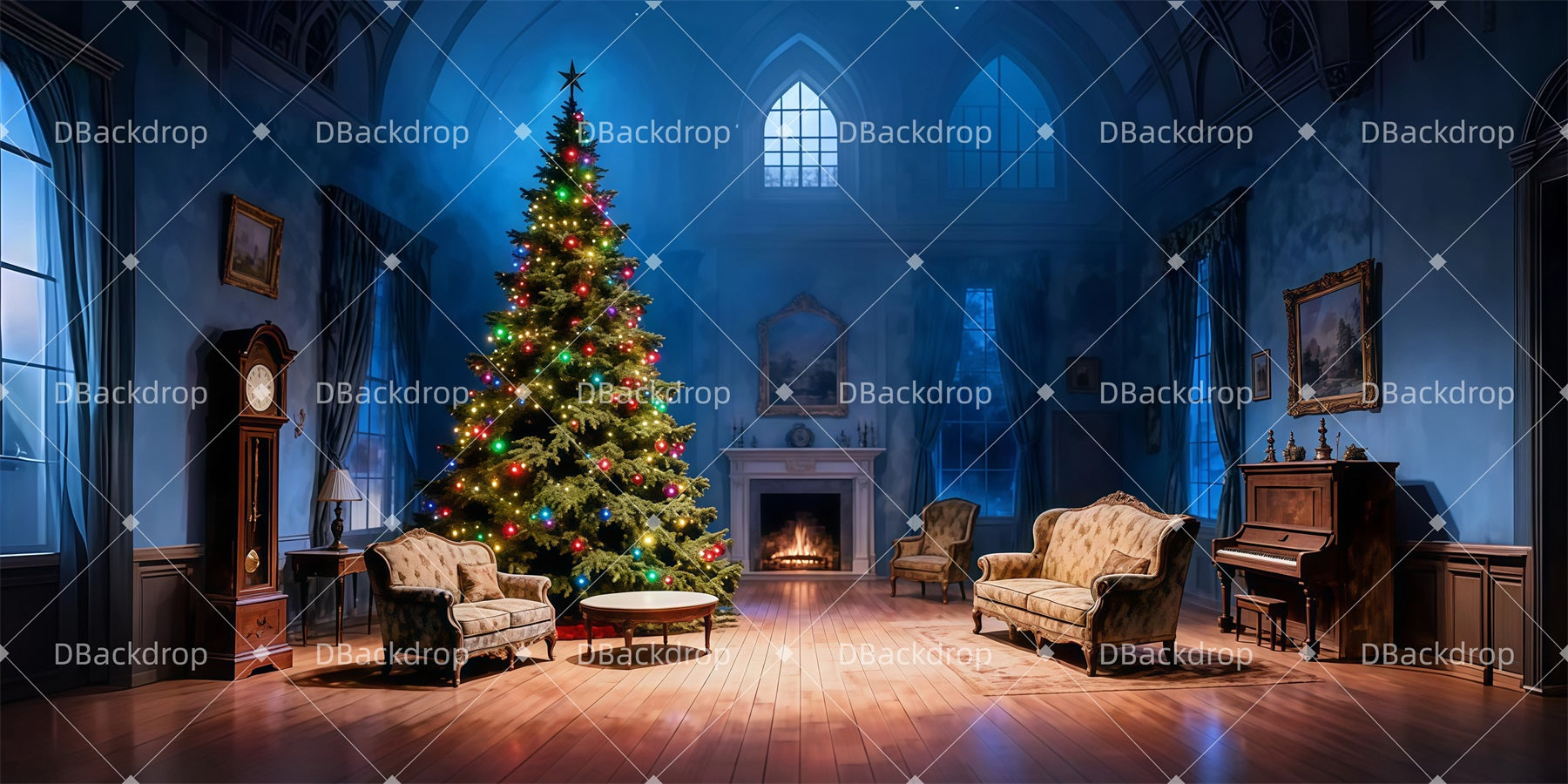 Christmas Stage Backdrops Victorian Holiday Room Theater Backdrop LXX511-T80