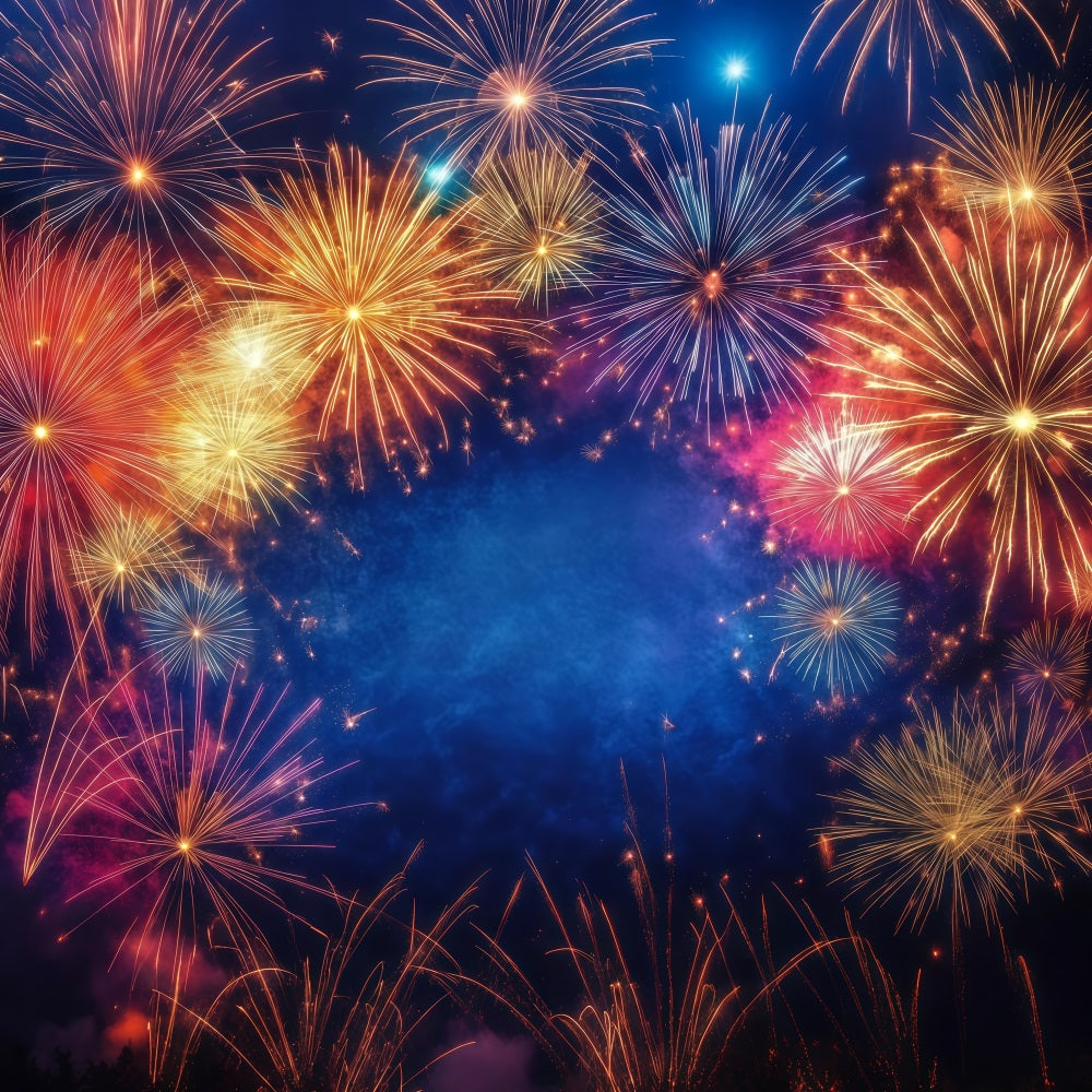 New Year's Backdrop Radiant Fireworks Burst Happy New Year 2026 Banner LXX512-10