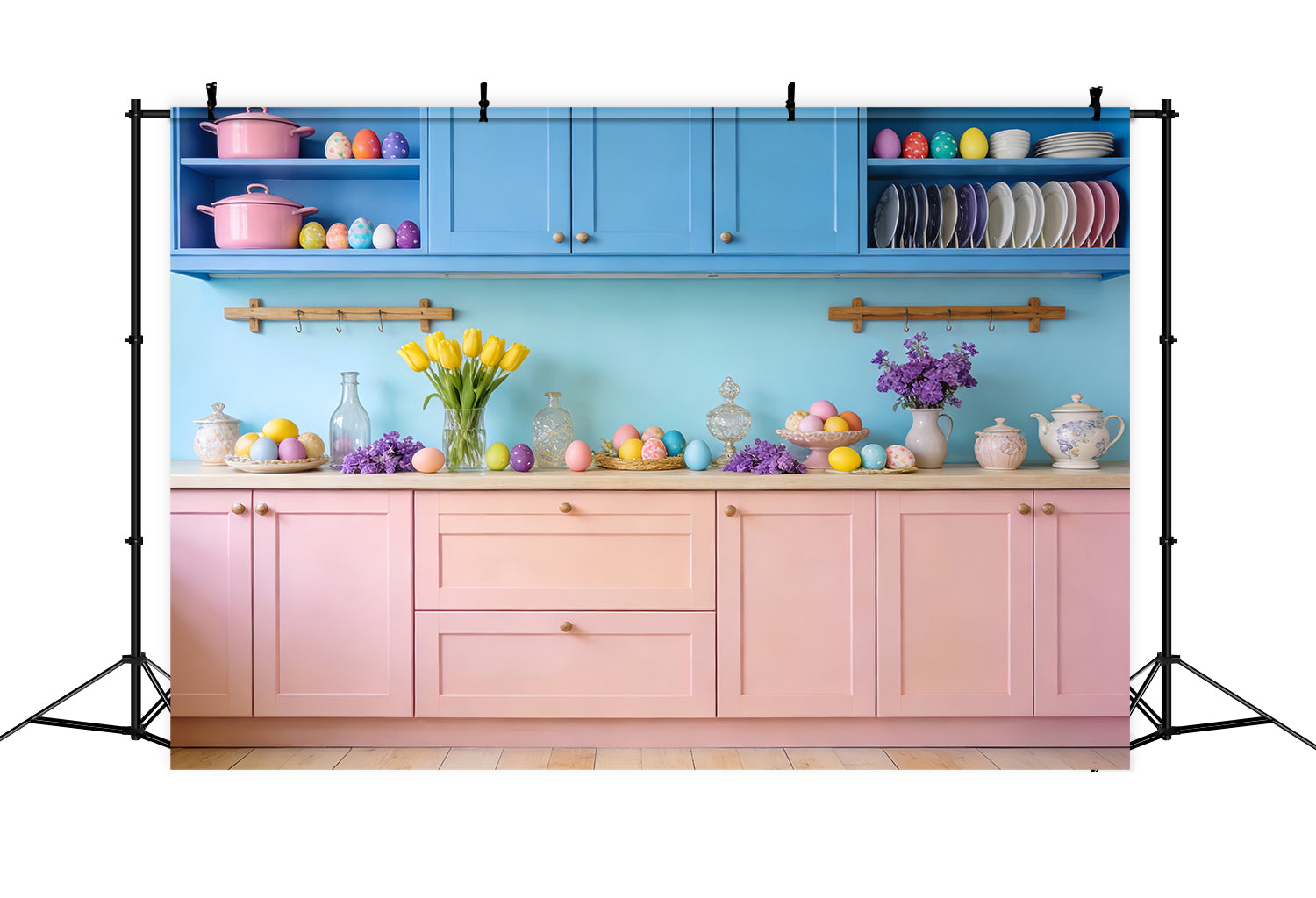 Easter Backdrop Pastel Kitchen Egg Display Rustic Easter Backdrop LXX512-103