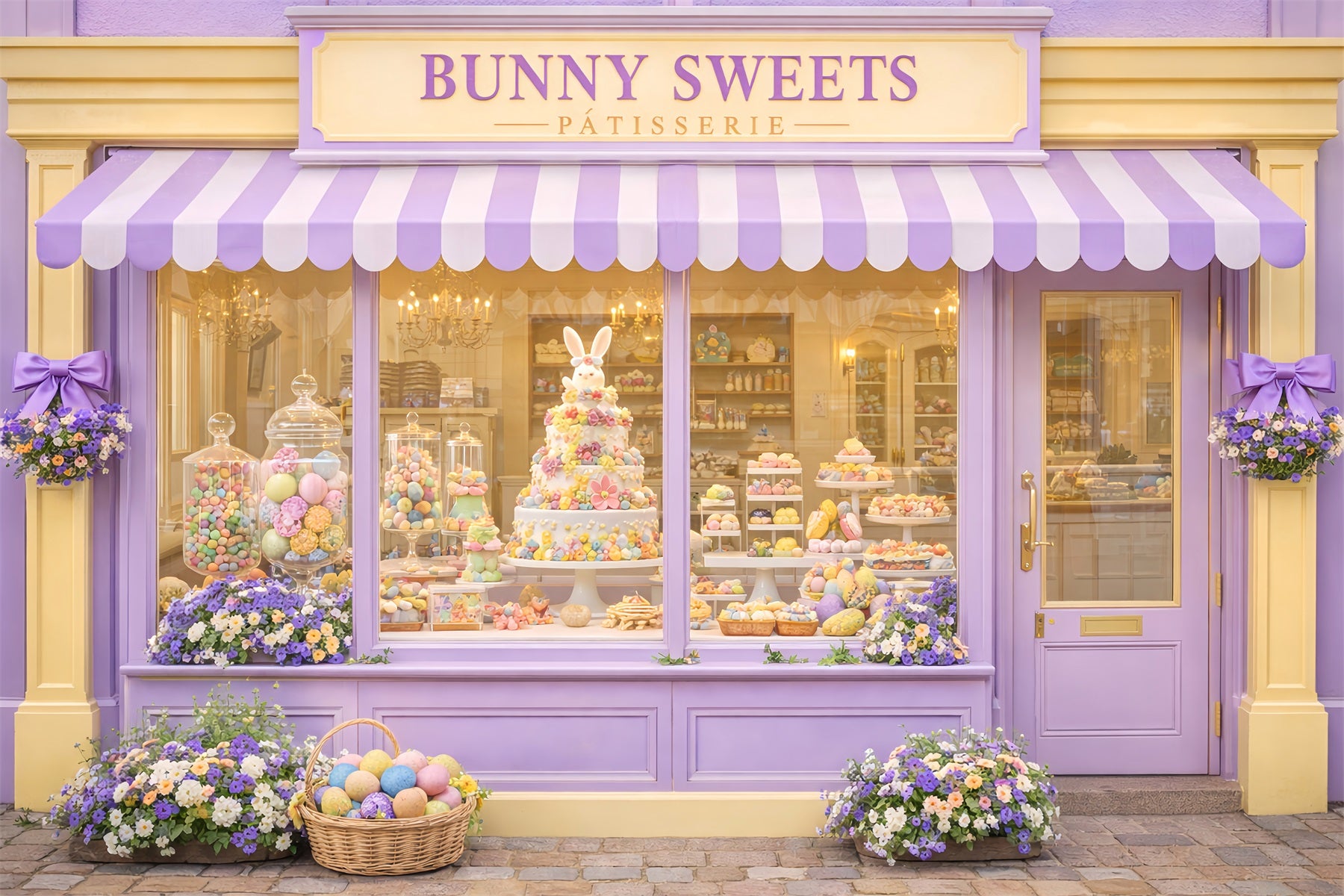 Happy Easter Backdrop Bunny Sweets Candy Shop Easter Egg Backdrop LXX512-108