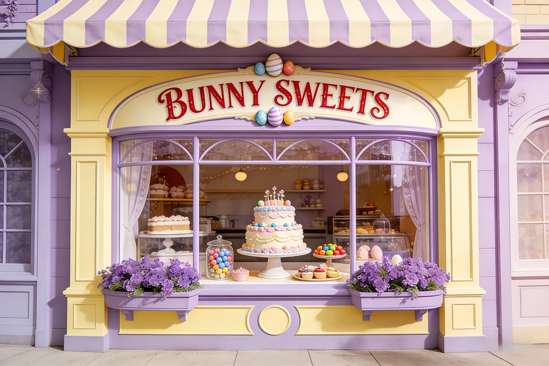 Easter Egg Backdrop Bunny Sweets Cake Window Happy Easter Backdrop LXX512-109