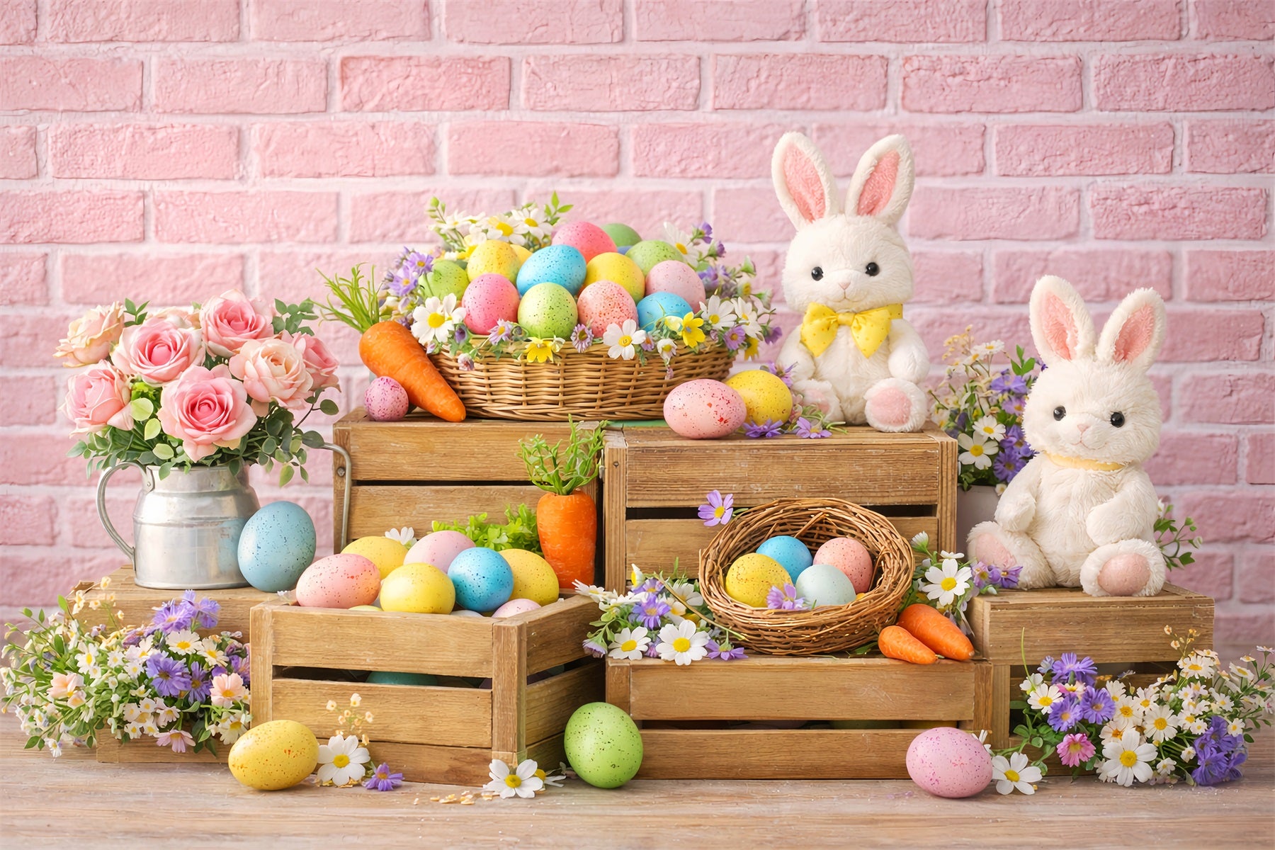 Bunny Backdrop Carrot Bundle Wooden Crate Easter Egg Backdrop LXX512-110