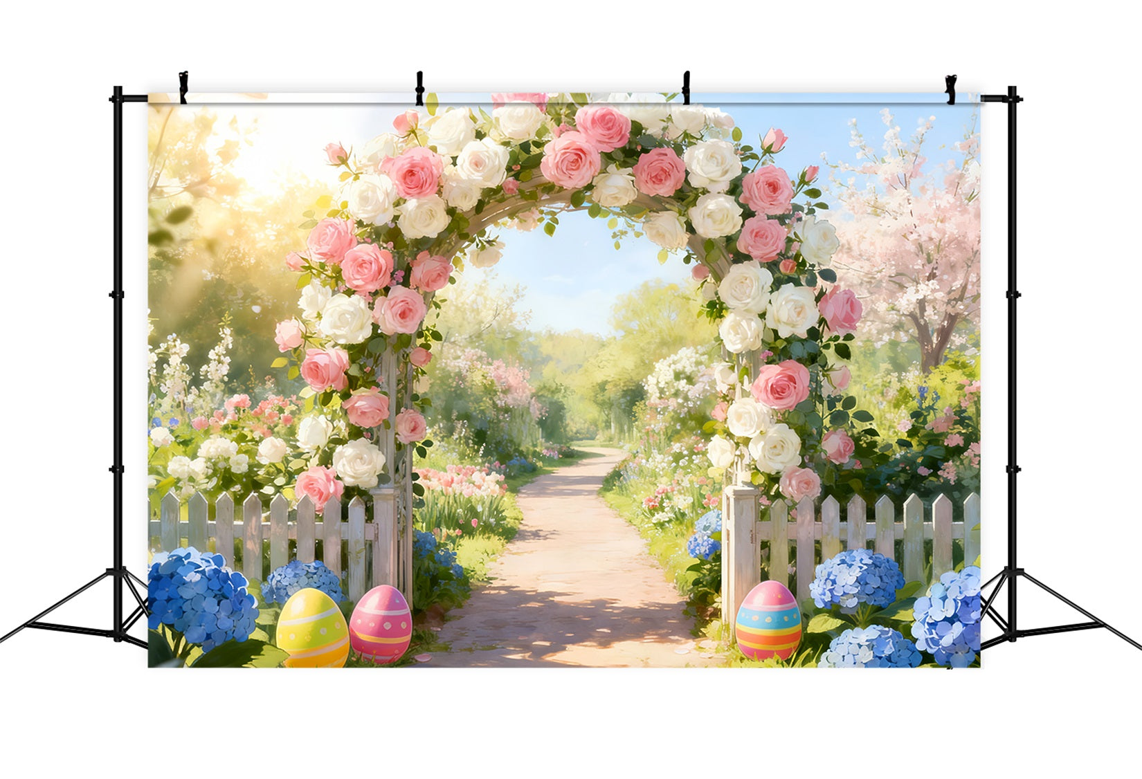Easter Backdrop Ideas Rose Garden Archway Path Easter Flower Backdrop LXX512-116