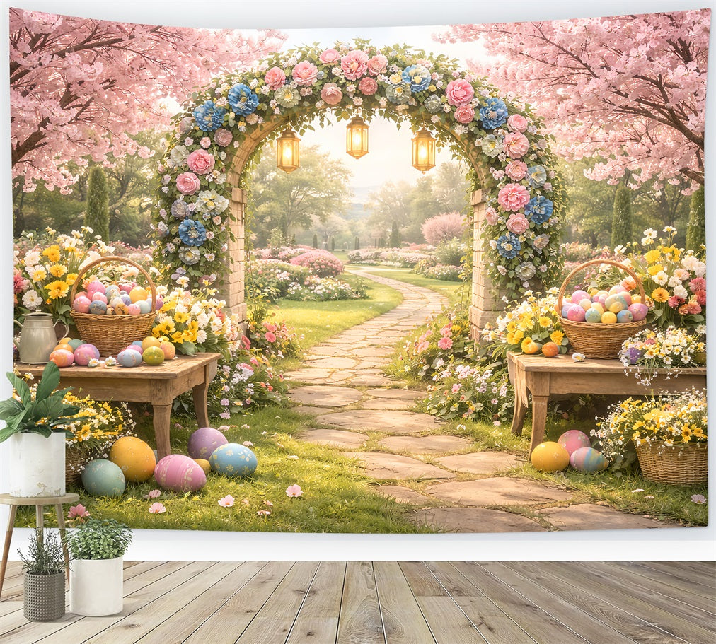 Easter Flower Backdrop Blooming Garden Floral Egg Arch Easter Backdrop Ideas LXX512-119