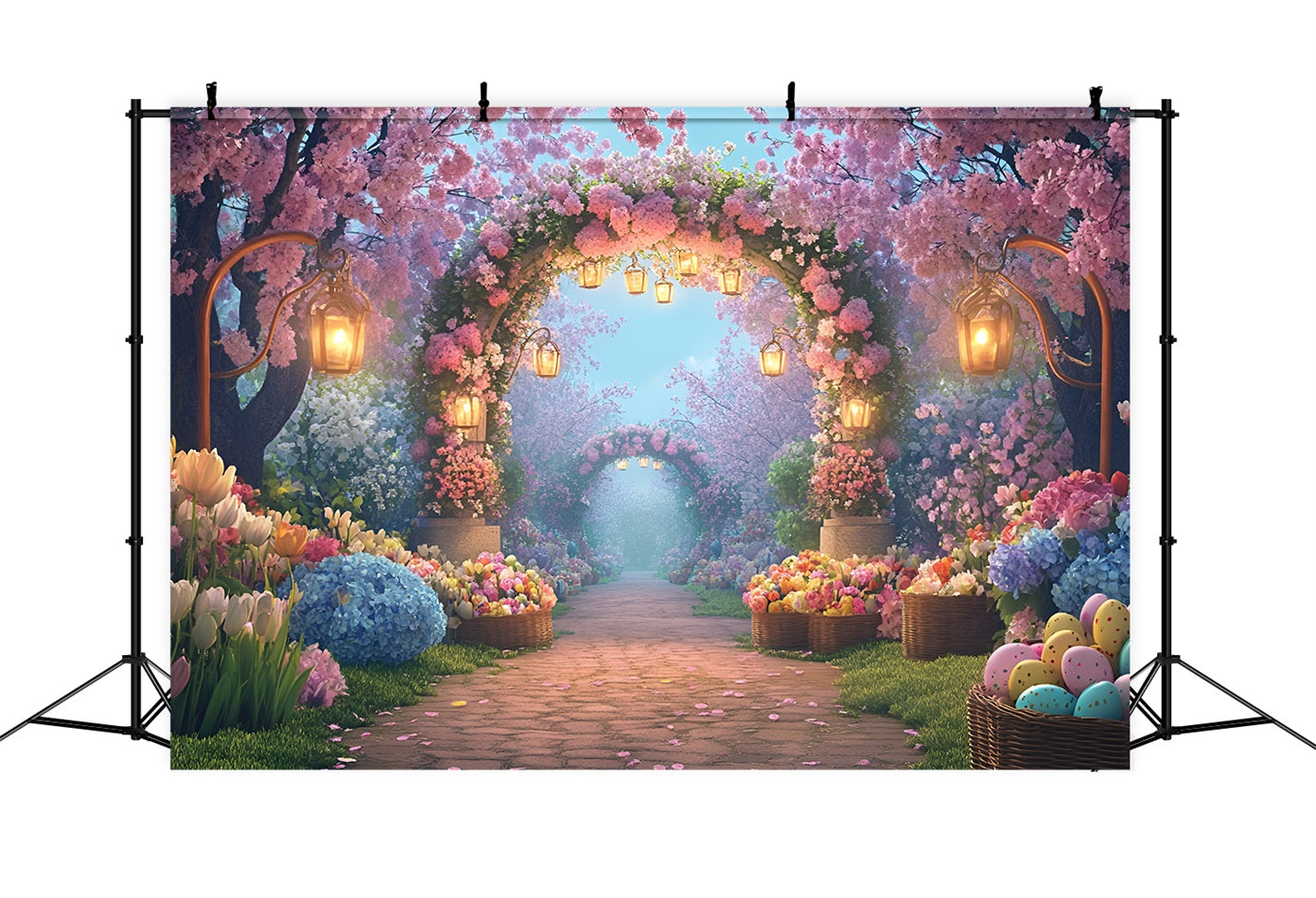 Easter Egg Backdrop Enchanted Blossom Lantern Pathway Tulip Backdrop LXX512-120
