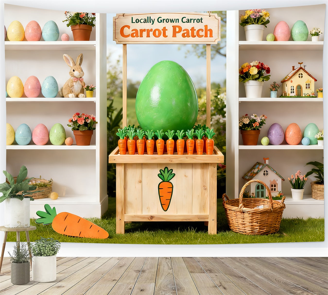 Peter Rabbit Backdrop Carrot Patch Bunny Display Easter Backdrop LXX512-121