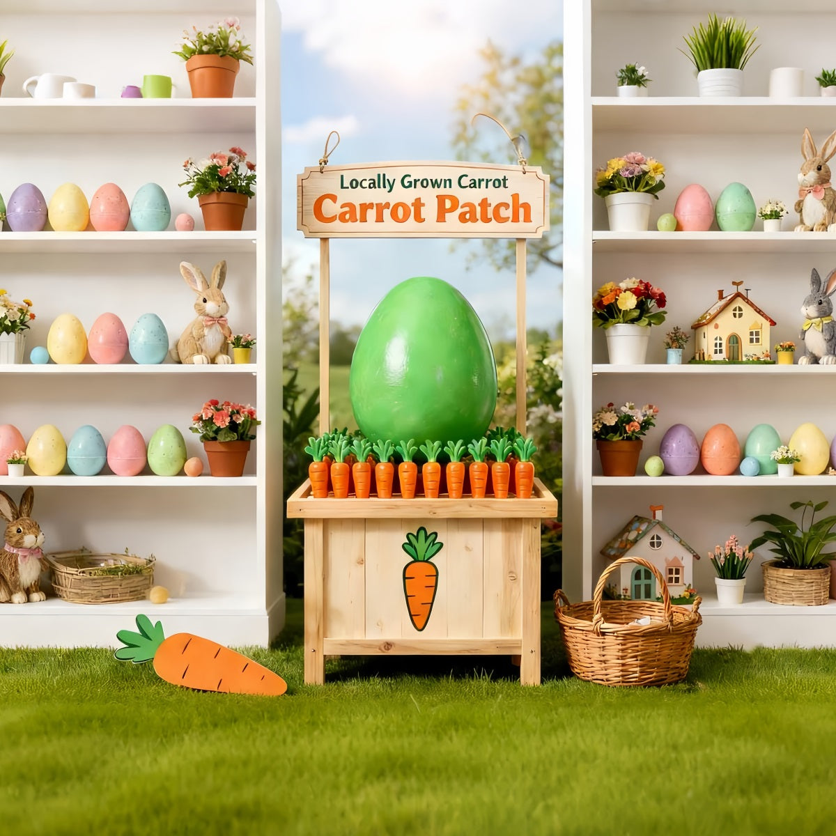 Peter Rabbit Backdrop Carrot Patch Bunny Display Easter Backdrop LXX512-121