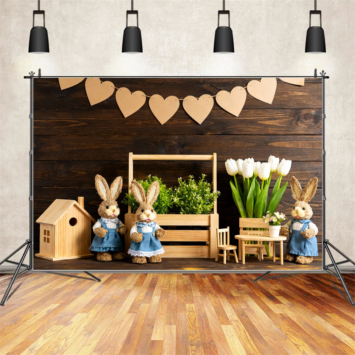 Rustic Easter Backdrop Rustic Bunny Wood Display Peter Rabbit Backdrop LXX512-123