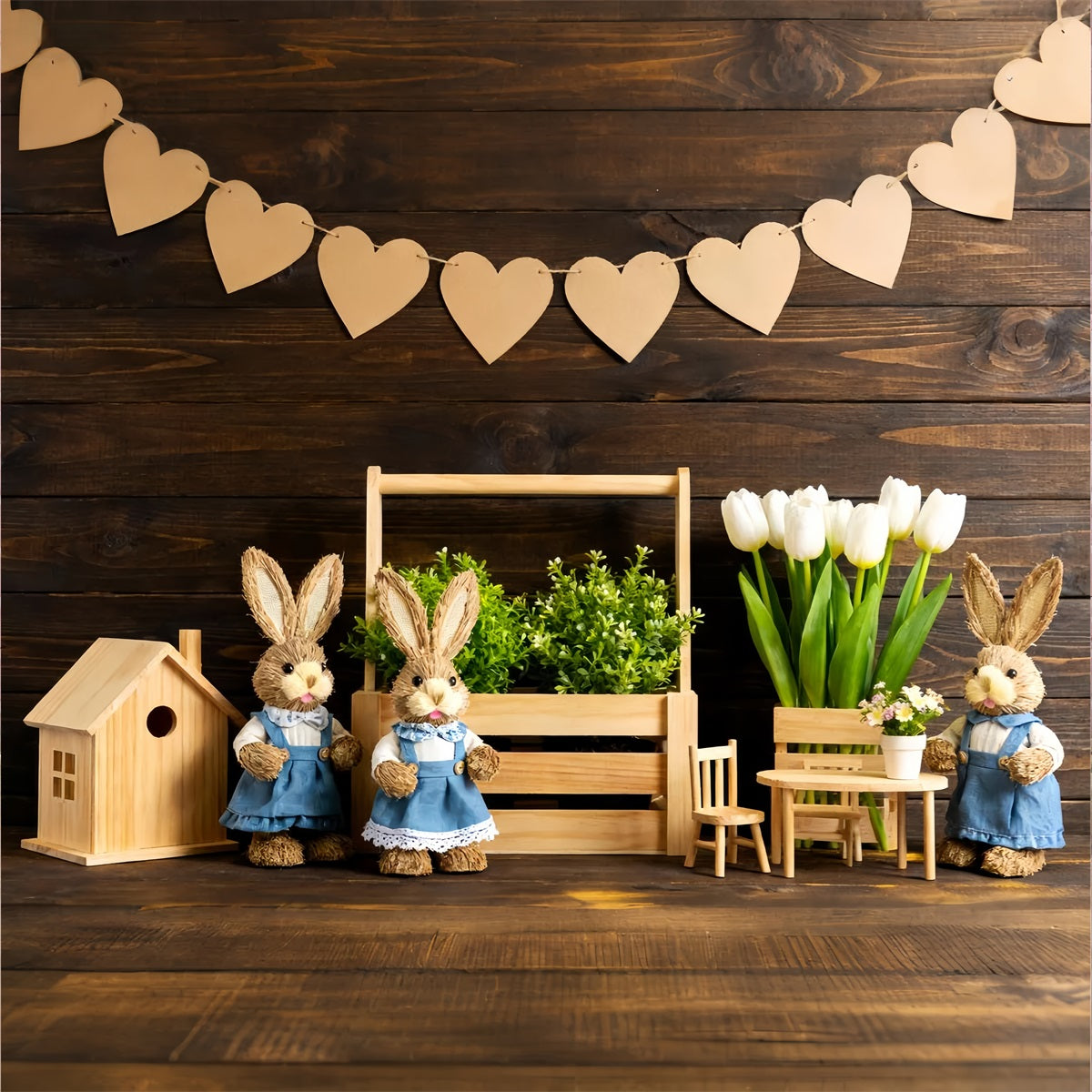 Rustic Easter Backdrop Rustic Bunny Wood Display Peter Rabbit Backdrop LXX512-123