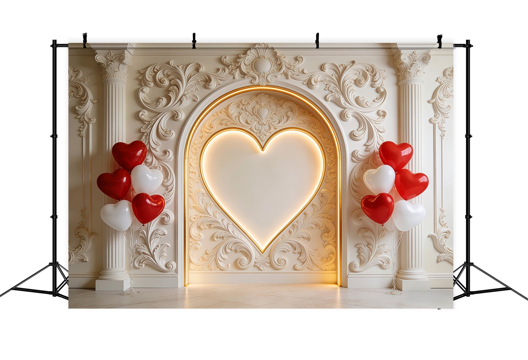 Hearts Backdrop Vintage Wall Heart Balloon Valentine's Day Backdrop LXX512-155