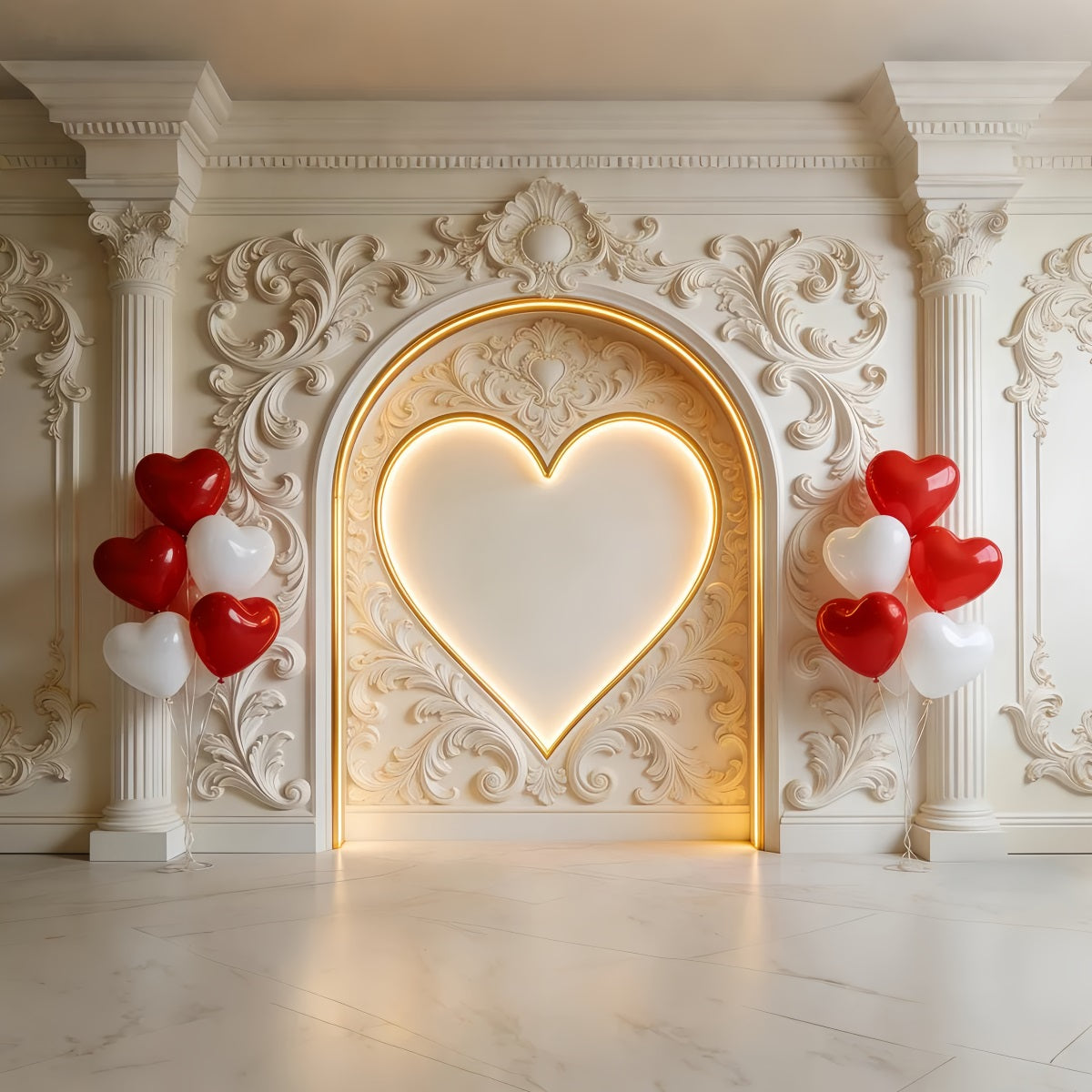 Hearts Backdrop Vintage Wall Heart Balloon Valentine's Day Backdrop LXX512-155