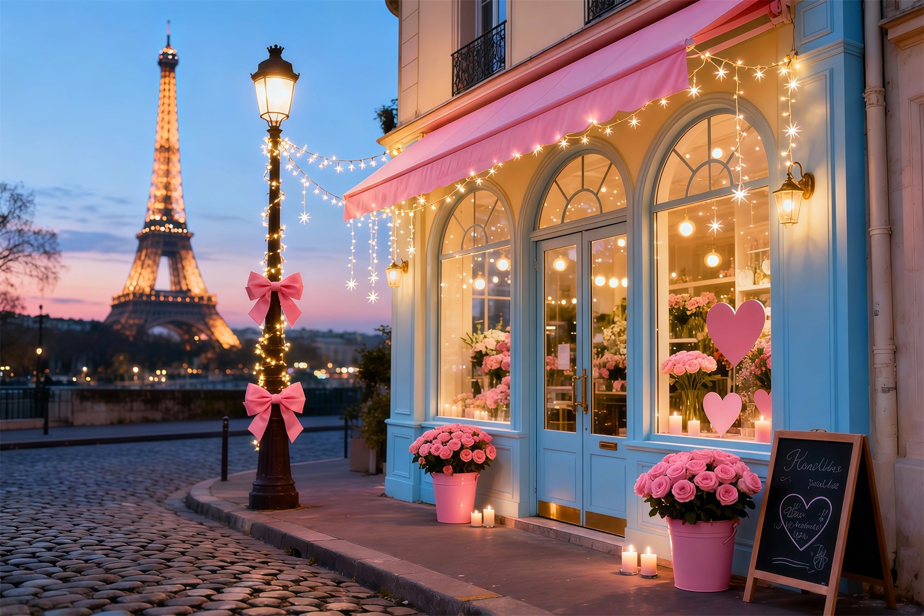 Valentine Photo Backdrop Paris Eiffel Romance Café Romantic Backdrops LXX512-158