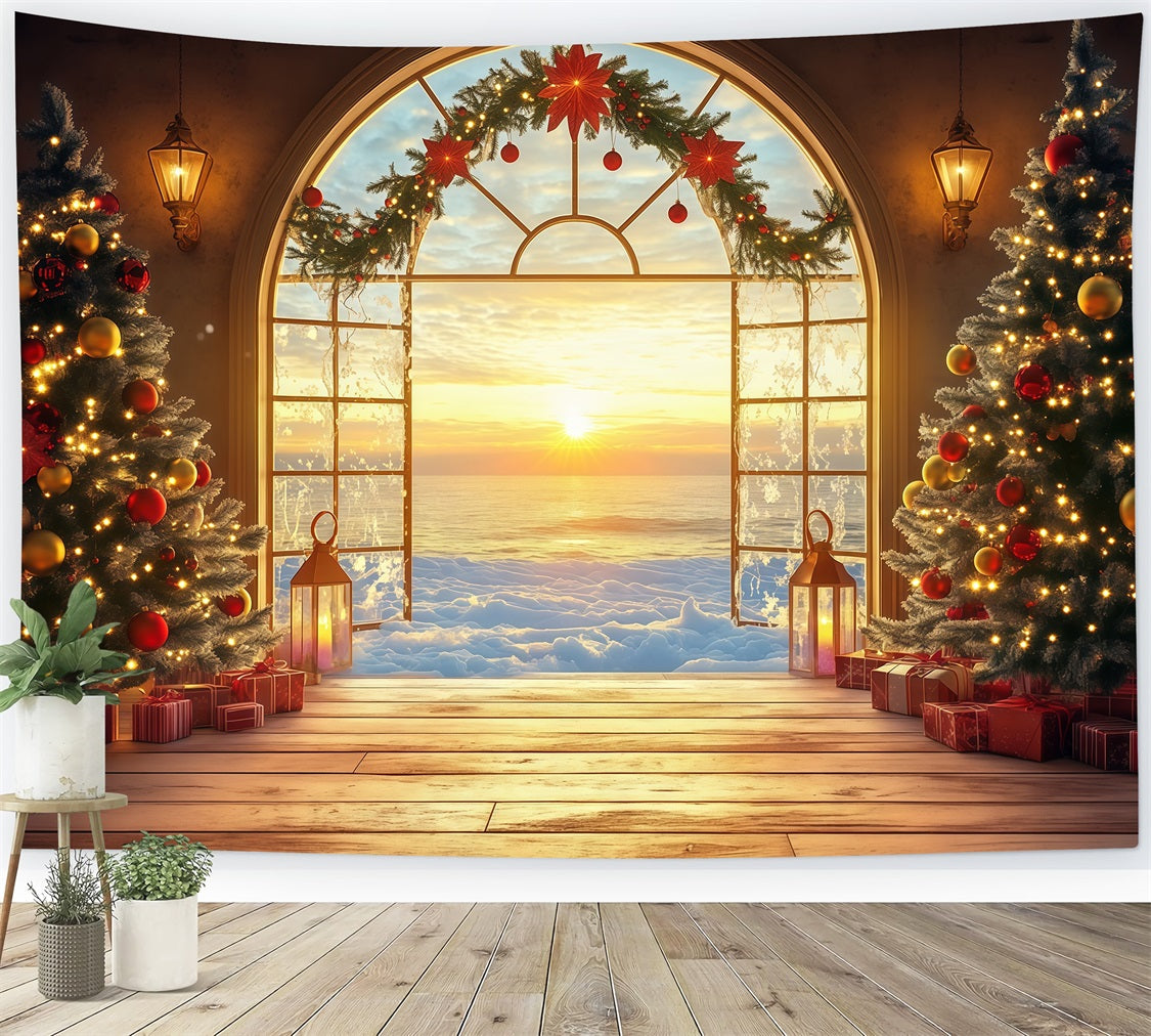 New Years Backdrops Festive Christmas Sunrise View Happy New Year Backdrop LXX512-16
