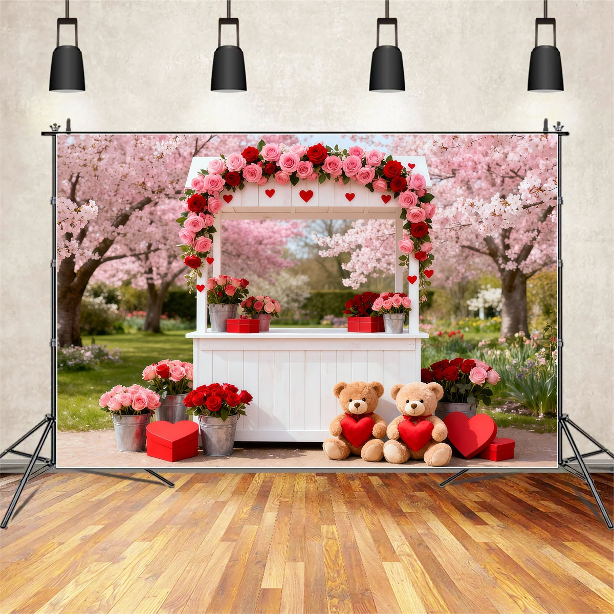 Valentine Backdrop Ideas Cherry Blossom Love Booth Romantic Backdrops LXX512-160
