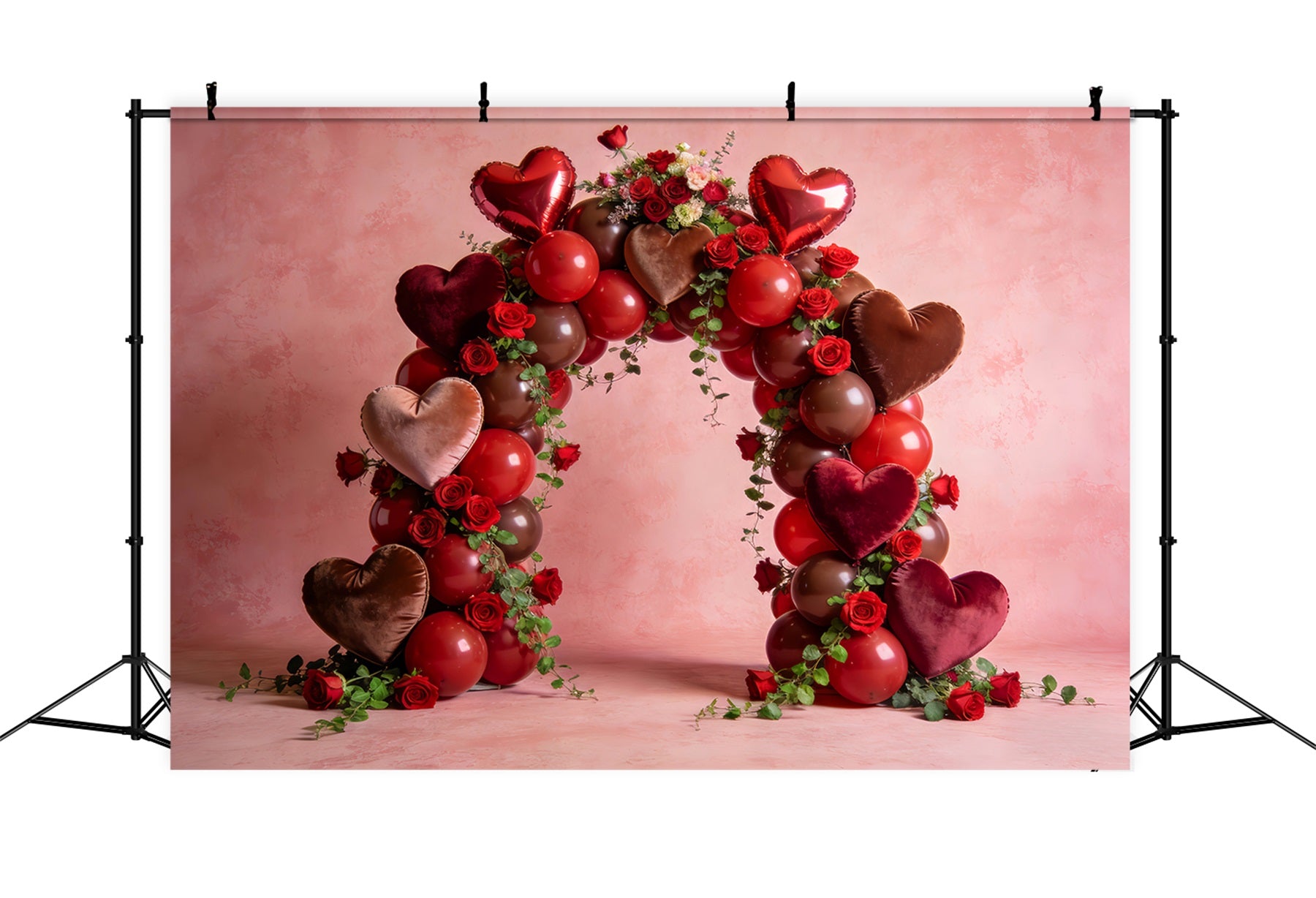 Love Backdrops Rose Heart Balloon Elegance Floral Arch Valentine Backdrop LXX512-162