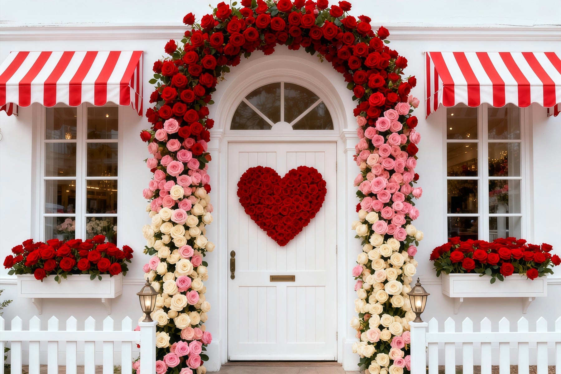 Valentine Backdrop Ideas Rose Cottage Entrance Floral Arch Valentine Backdrop LXX512-164